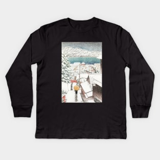 Slope of Senkoji Temple in Onomichi by Kawase Hasui Kids Long Sleeve T-Shirt